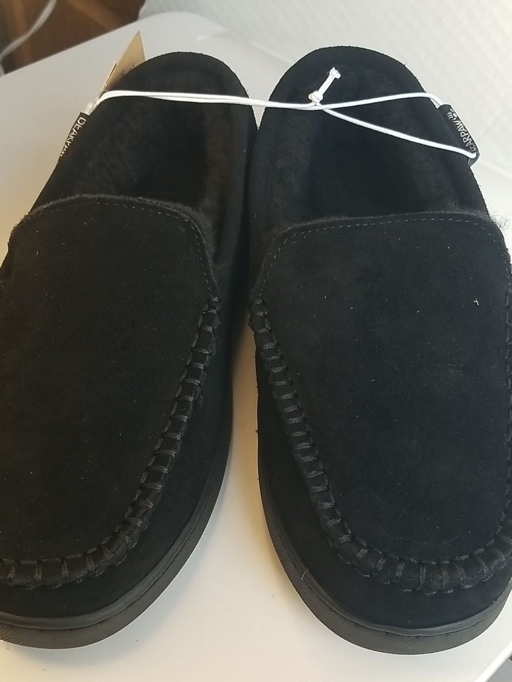 BearPaw Men's Black Suede Slip-On Moccasin Loafers